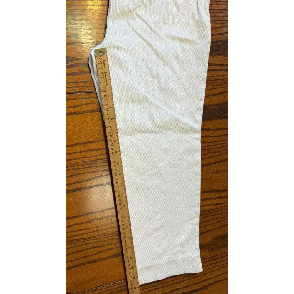 Anne Klein Crop Pants Women's White Textured Straight Leg Work Office Trousers
